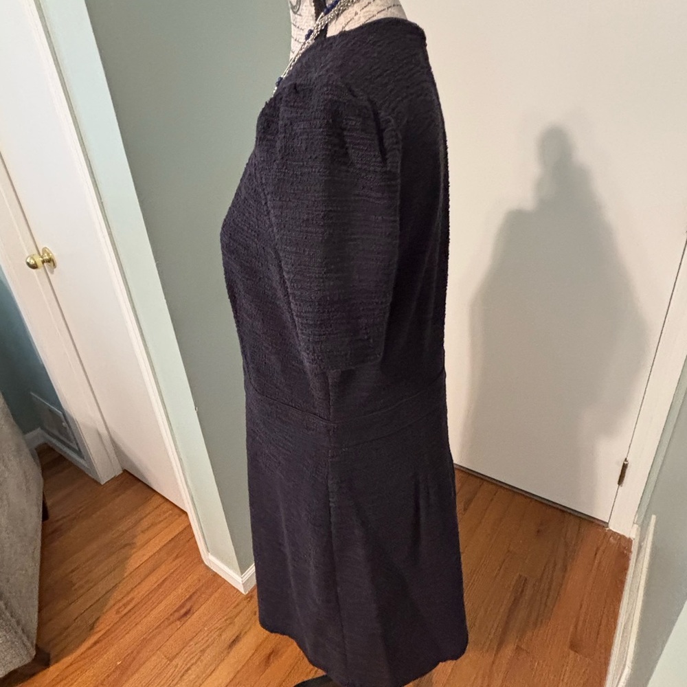 Ann Taylor Textured Navy Blue Sheath Dress. Ships FREE SAME Business Day - Picture 3 of 5
